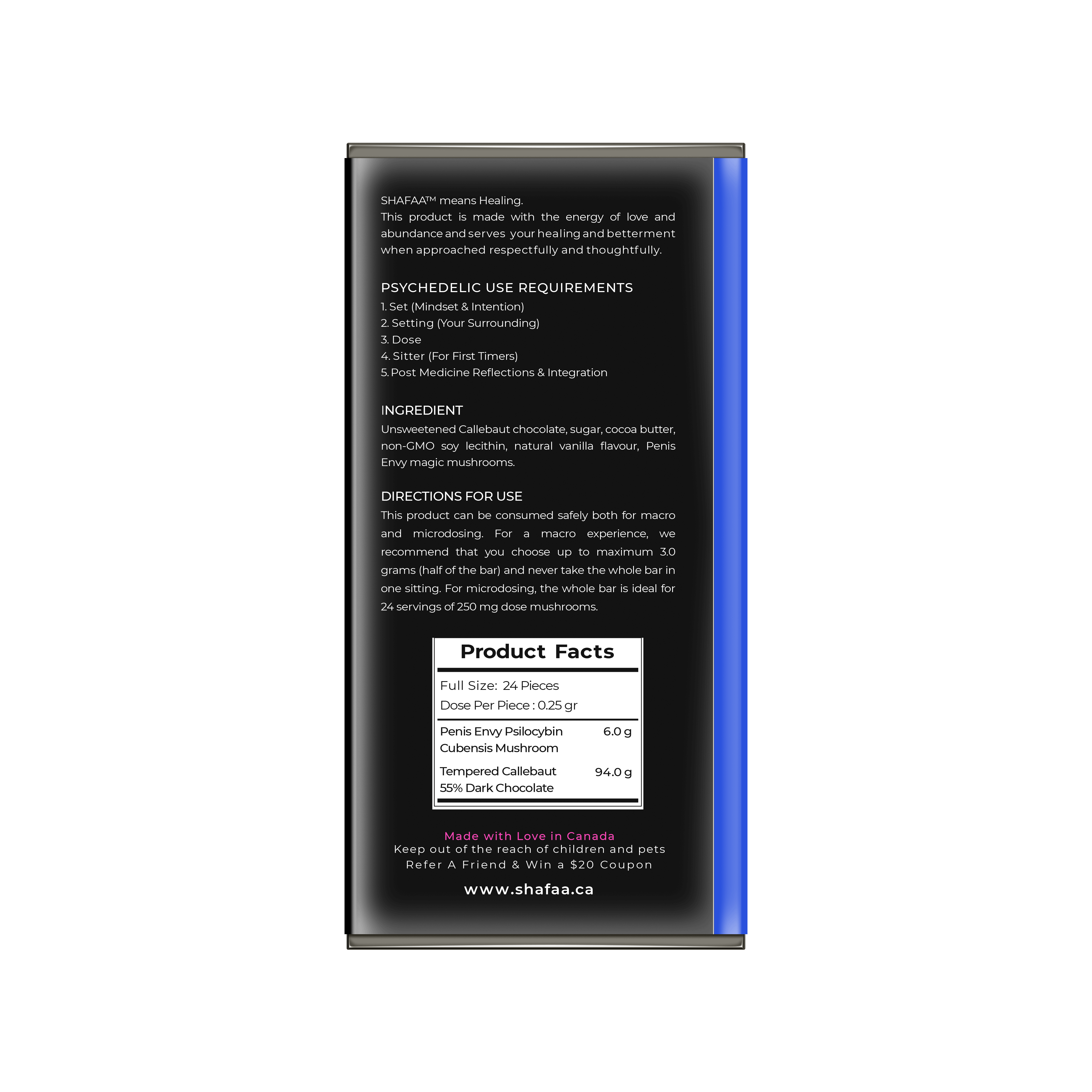 Shafaa Penis Envy Magic Mushrooms Dark Chocolate Bar Edibles - Image 4